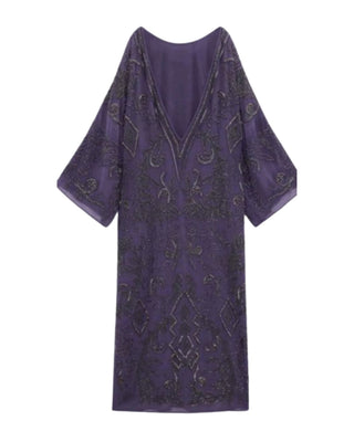 VESTIDO KAFTÁN LARGO BORDADO ABALORIOS
