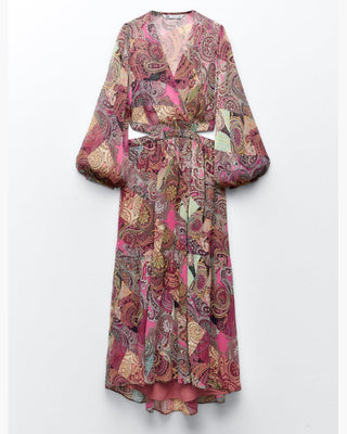 VESTIDO MAXI CUT OUT ESTAMPADO PAISLEY