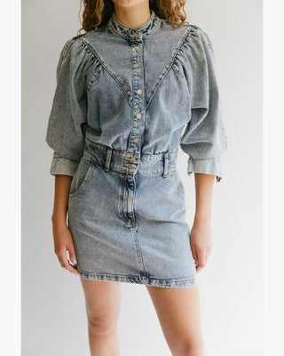 VESTIDO MINI DENIM MANGAS AGLOBADAS