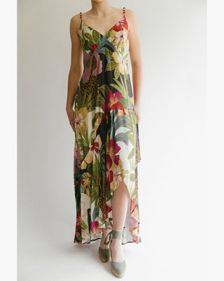 VESTIDO MAXI ESTAMPADO APLICACIONES TIRANTES