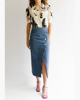 FALDA DENIM BOTONES TUBO