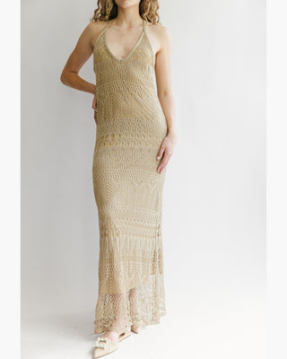 VESTIDO LARGO TEJIDO BRILLOS