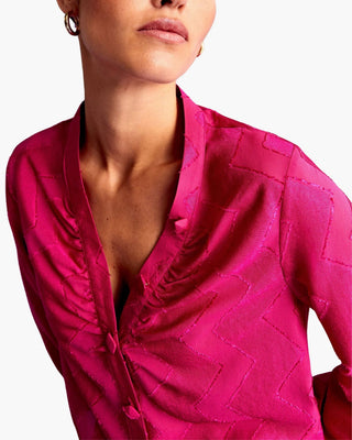 BLUSA CORTA JAQCUARD FUCSIA