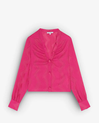 BLUSA CORTA JAQCUARD FUCSIA
