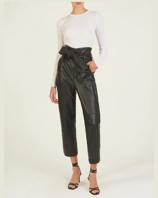 PANTALON CUERO TIRO ALTO LAZO CAFÉ
