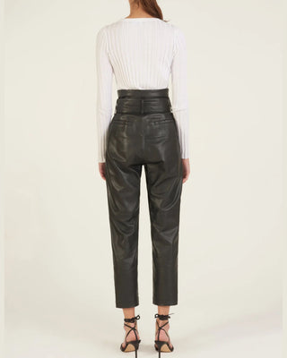 PANTALON CUERO TIRO ALTO LAZO CAFÉ
