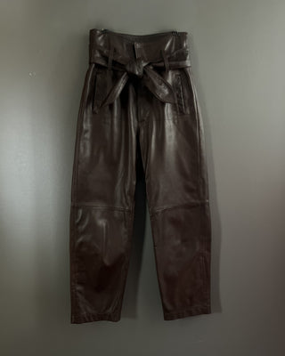PANTALON CUERO TIRO ALTO LAZO CAFÉ