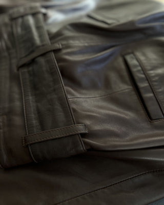 PANTALON CUERO TIRO ALTO LAZO CAFÉ