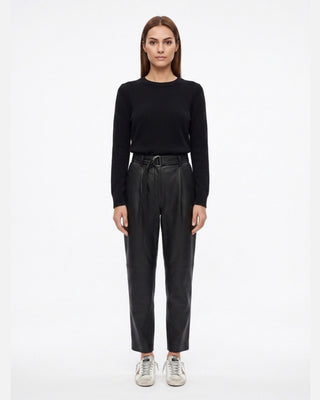 PANTALON CUERO TIRO ALTO NEGRO LAZO