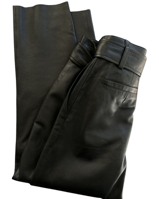 PANTALON CUERO TIRO ALTO NEGRO LAZO